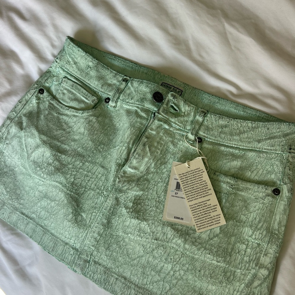 Guess Mint Green Textured Skirt